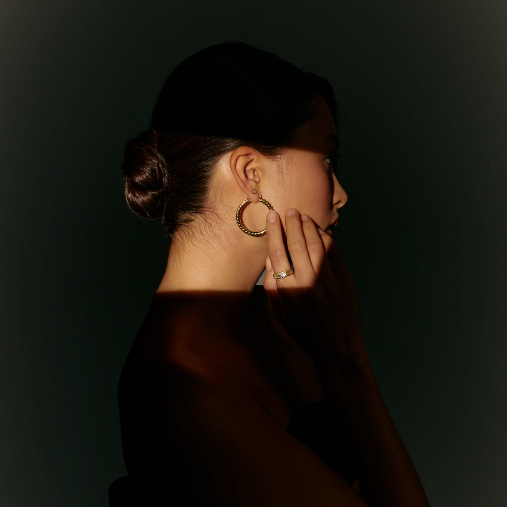 Polished Rope Hoop Earrings