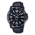 Casio Men’s Black Analog Watch with Date Display and Leather Band - MTP-VD01BL-1BV