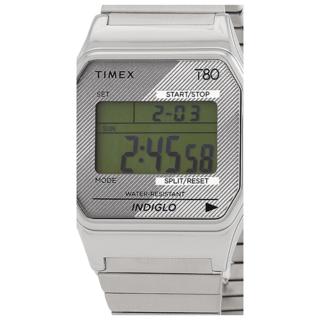 Timex T80 34mm Digital Watch in Silver-Tone | Men - OS