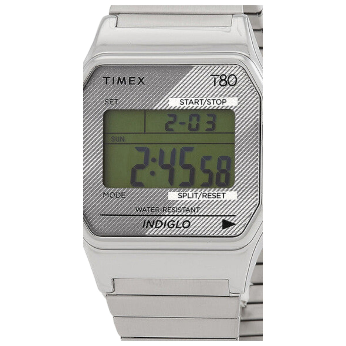 Timex T80 34mm Digital Watch in Silver-Tone | Men - OS
