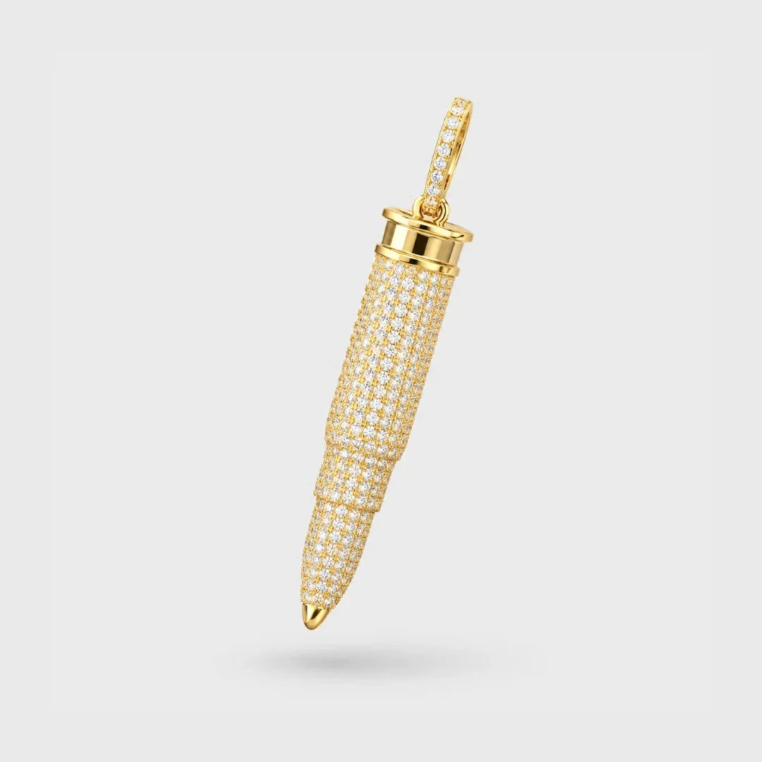 Iced Bullet Pendant (Gold)
