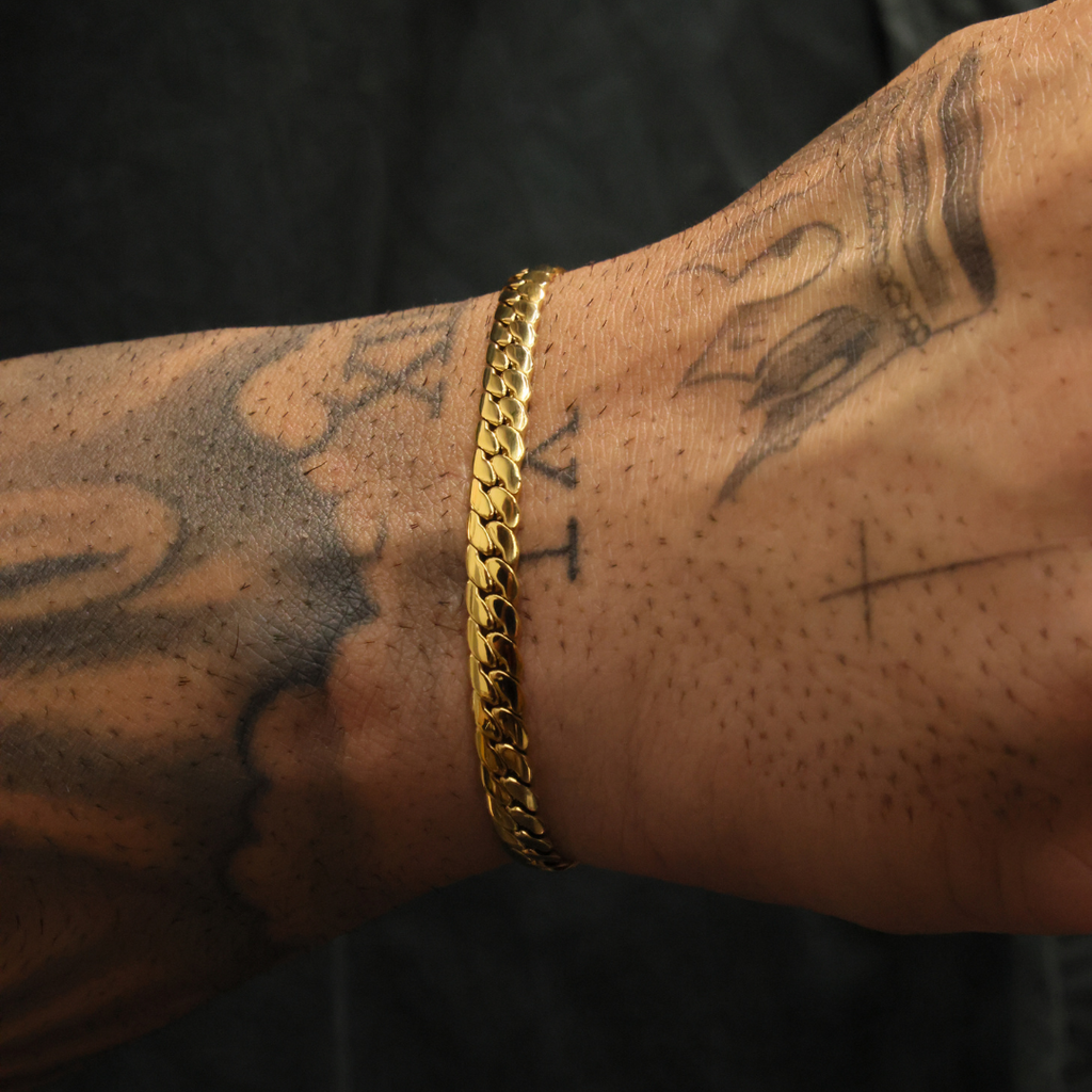 Miami Cuban Link Chain + Bracelet (Gold) - 5mm