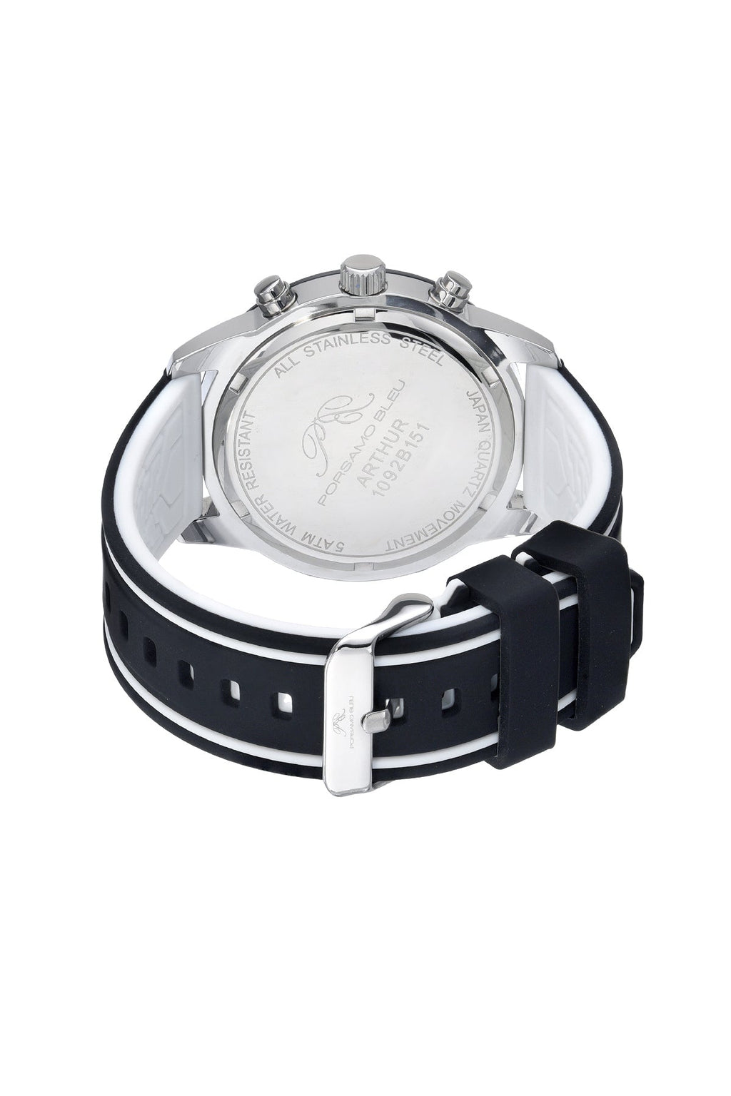 Arthur Men's Chronograph Black and White Silicone Watch