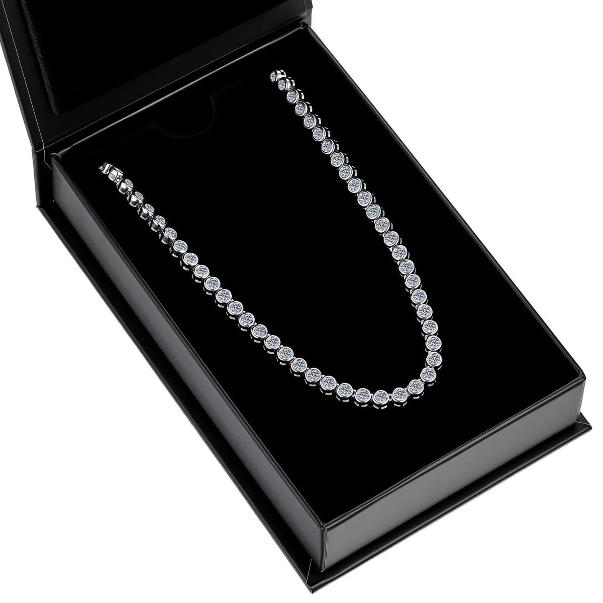 Round Bezel Tennis Chain Necklace