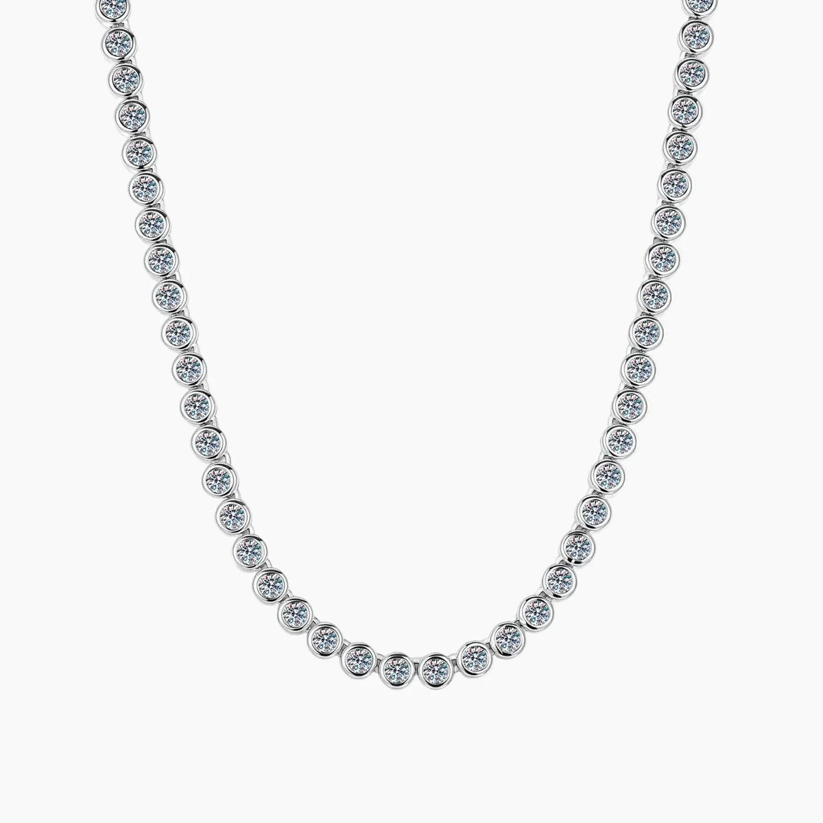 Round Bezel Tennis Chain Necklace