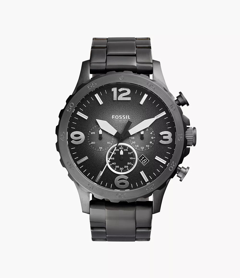 Fossil Men's Nate 50mm Chronograph, Smoke Stainless Steel Watch
