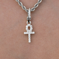 Micro Ankh Cross Clip On Charm  Pendant in White Gold