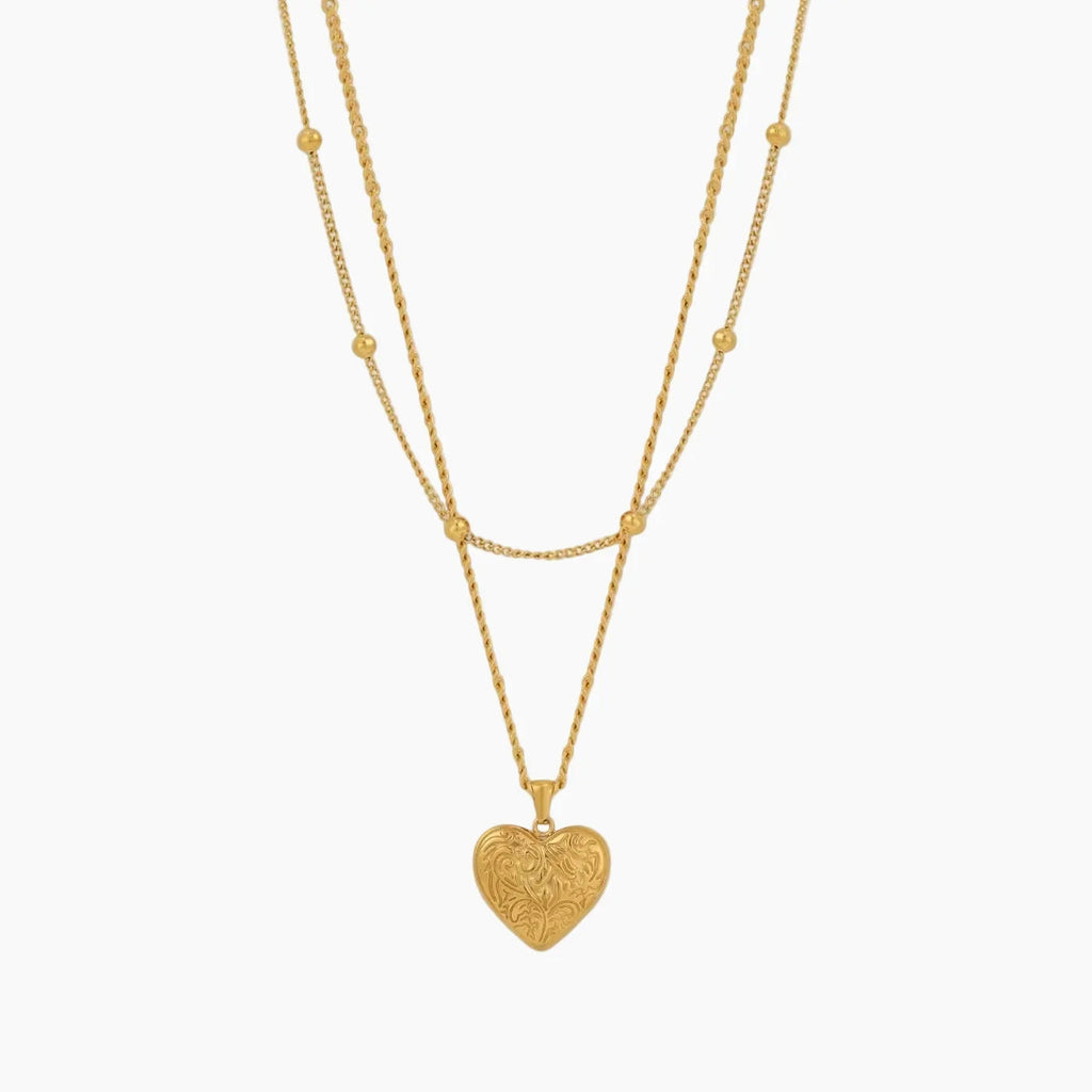 Heirloom Gold Heart Necklace Set