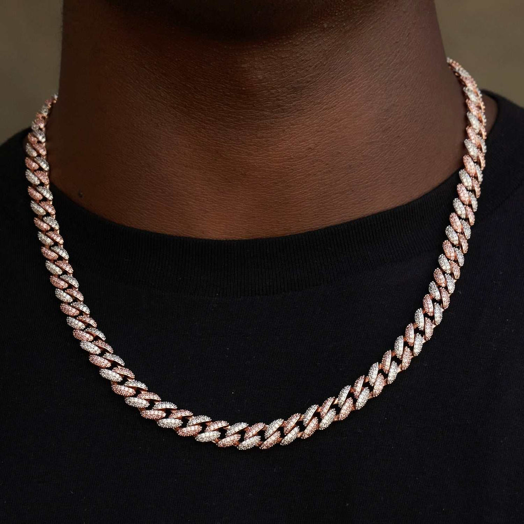GLD Diamond Cuban Chain in Rose/White Gold - 8.5mm