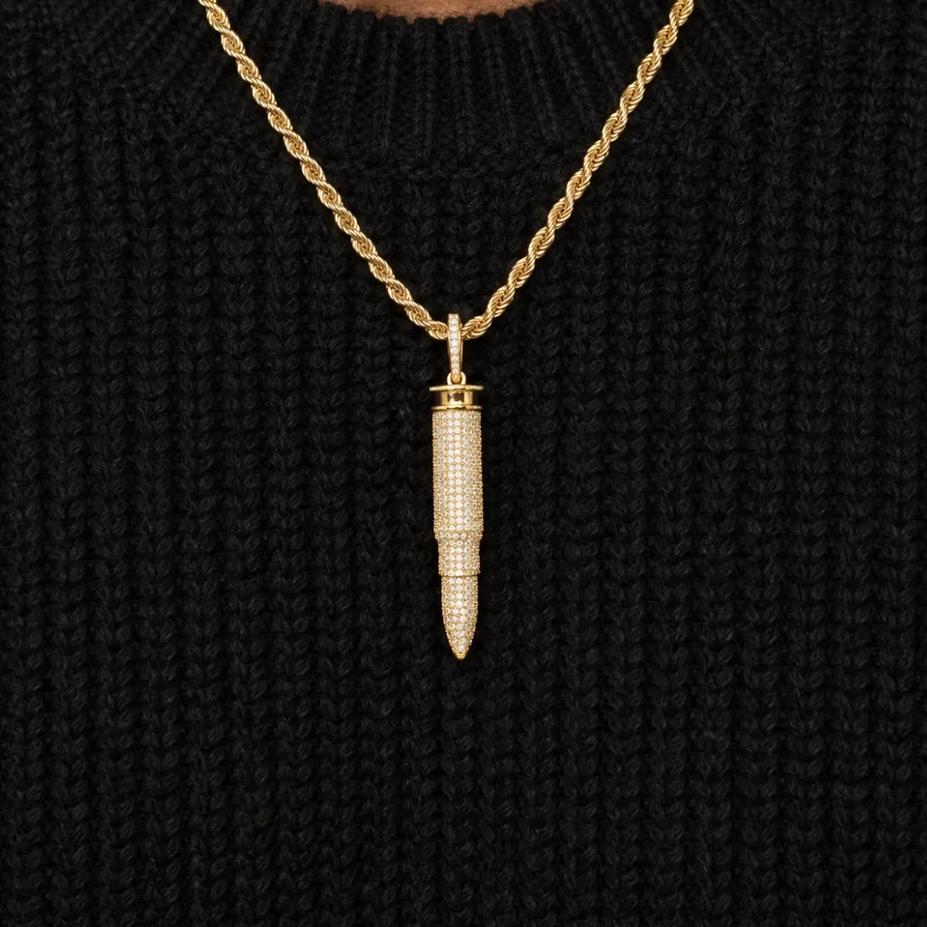 Iced Bullet Pendant (Gold)