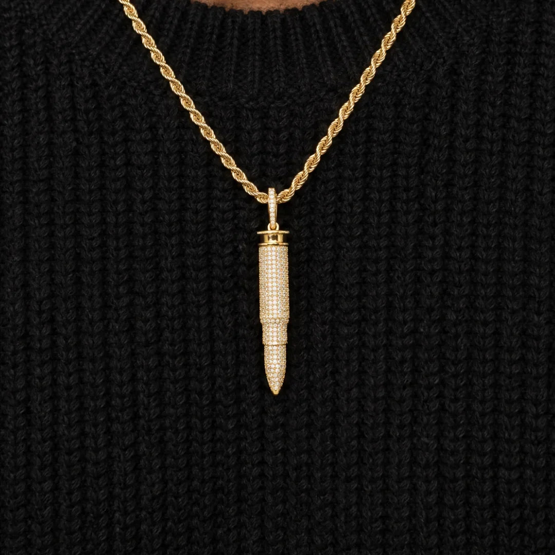 Iced Bullet Pendant (Gold)
