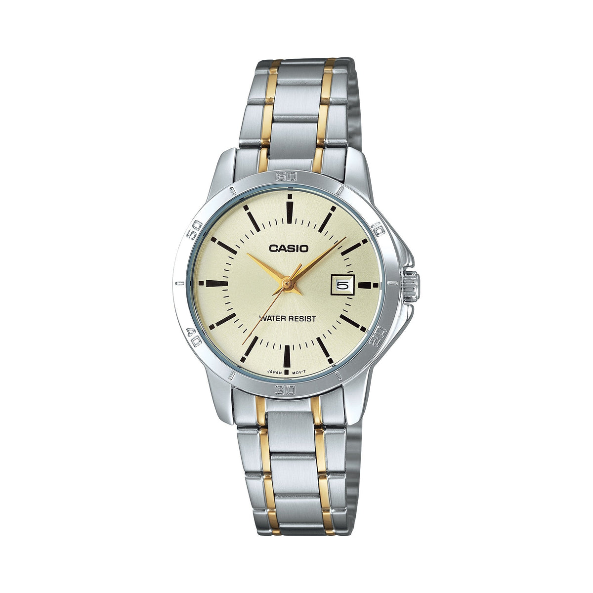 Casio Women’s Two-Tone Gold Silver Dial Analog Watch - LTP-V004SG-9AUDF