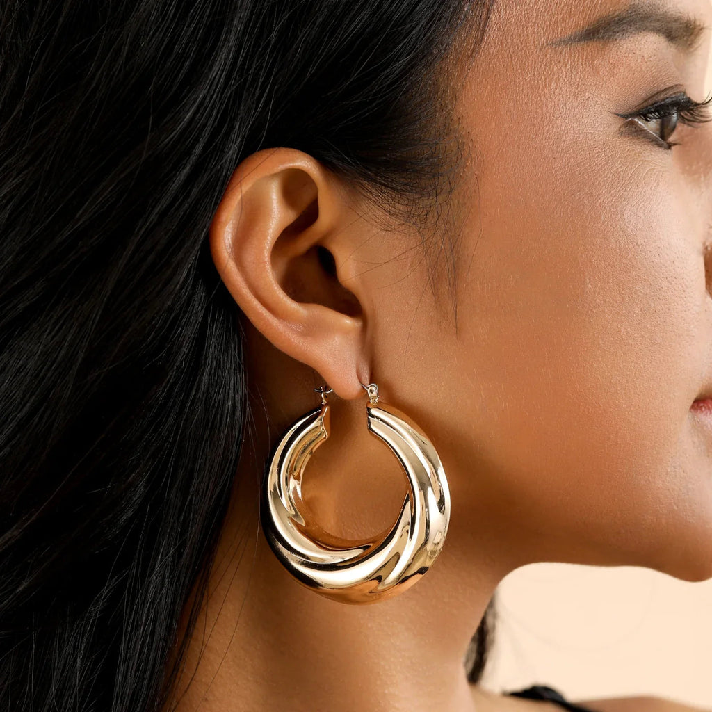 Round Twisted Hoop Earrings