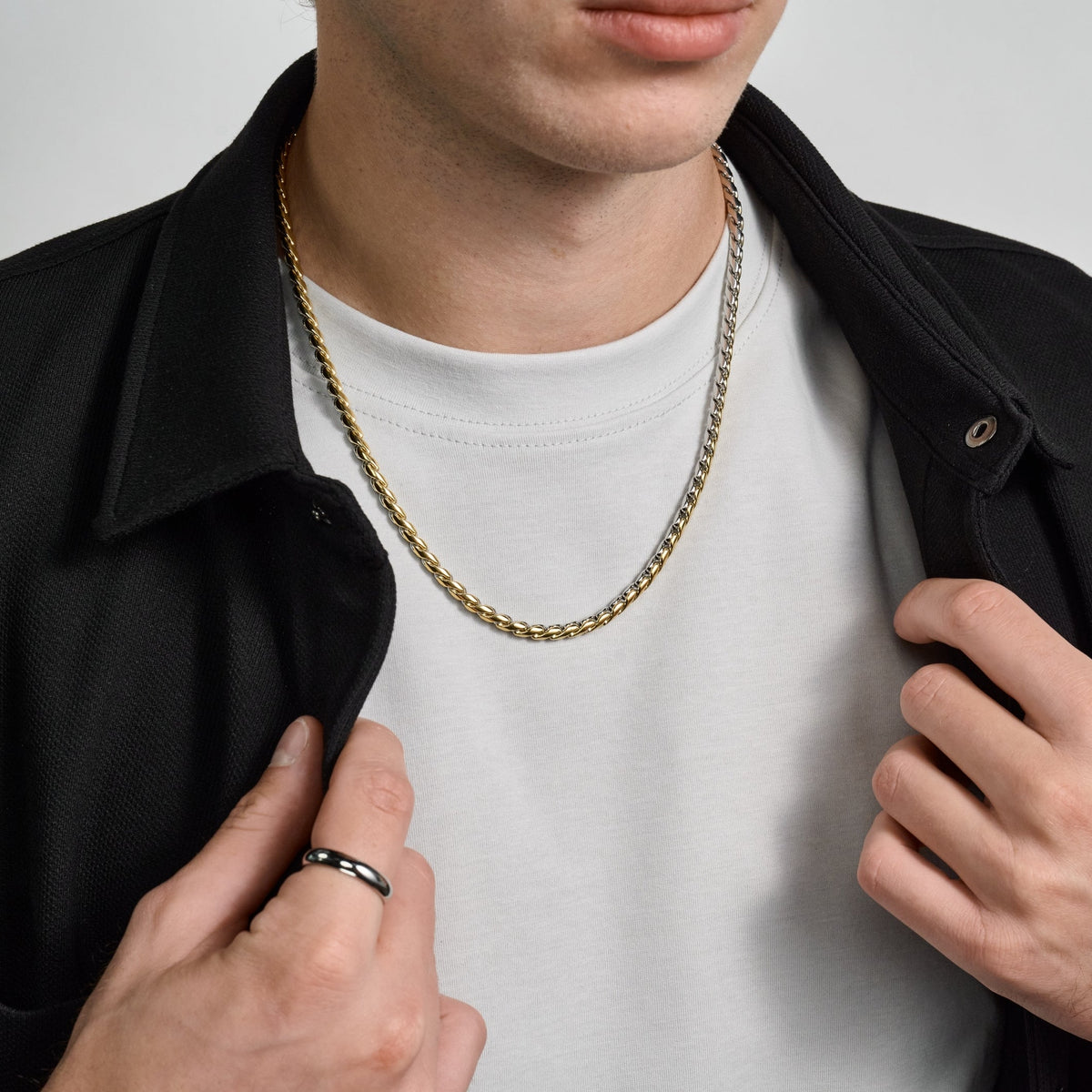 Two Tone Interlocking Link Chain