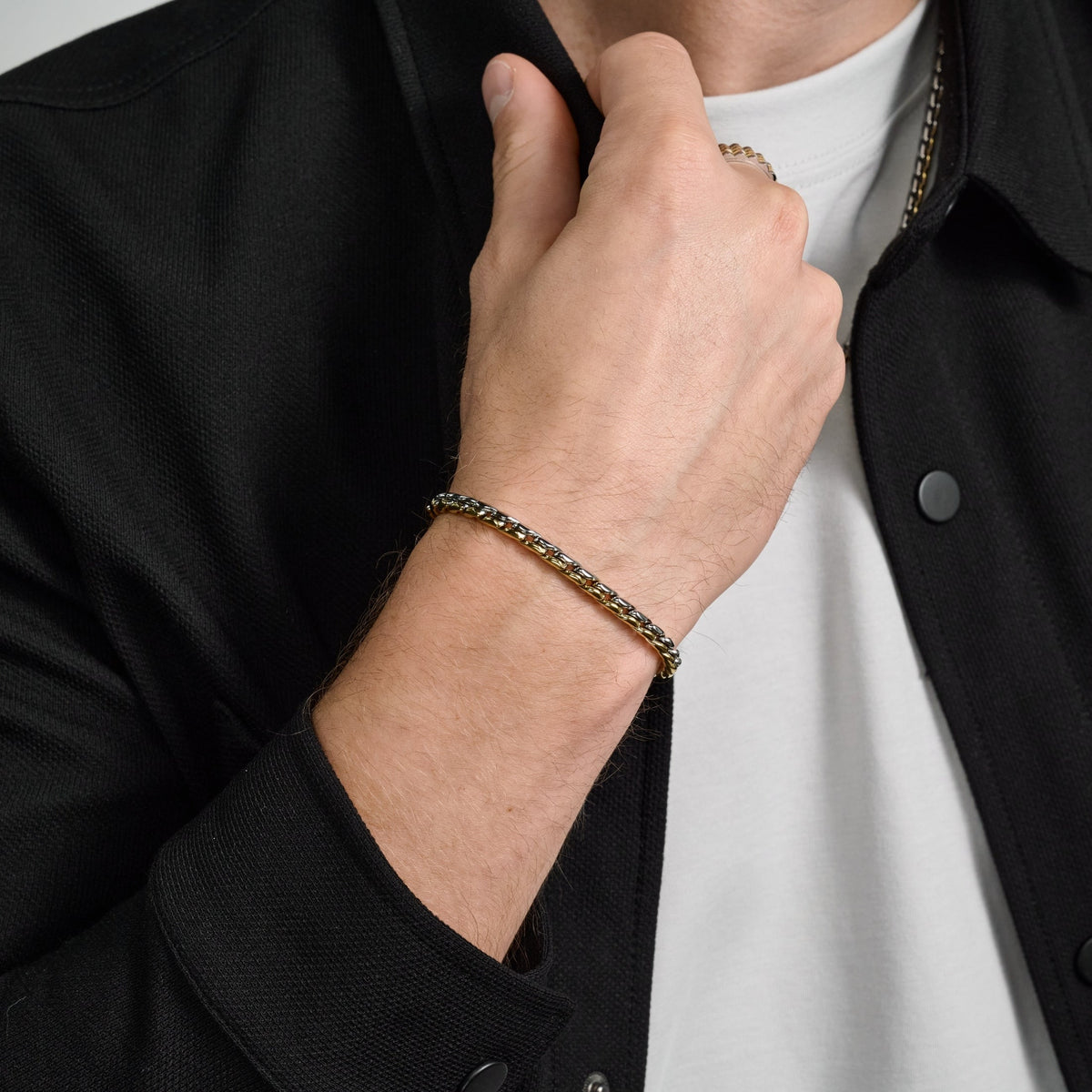 Two Tone Interlocking Link Bracelet