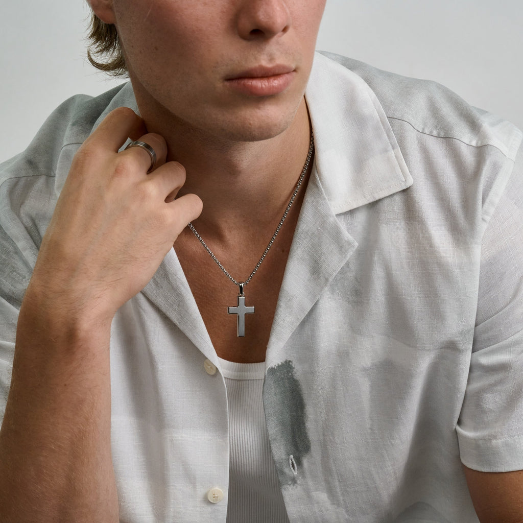 Beveled Edge Cross Pendant