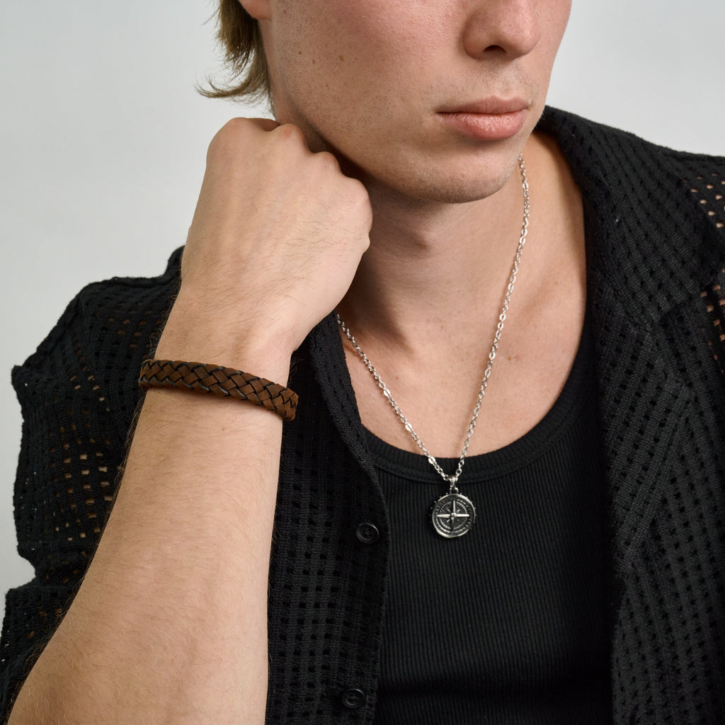 12mm Brown Leather Bracelet