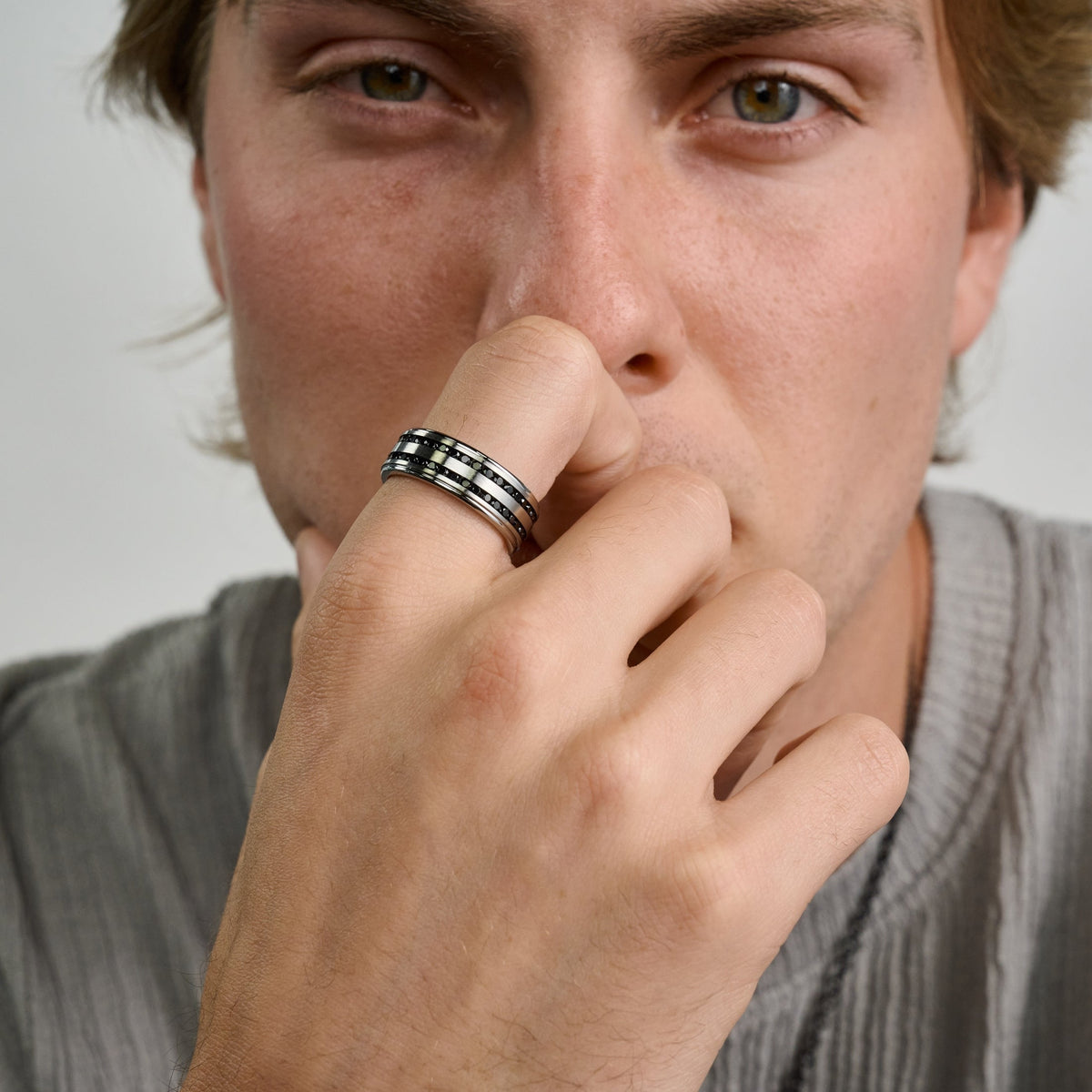 Double Row Black Stone Matte Band