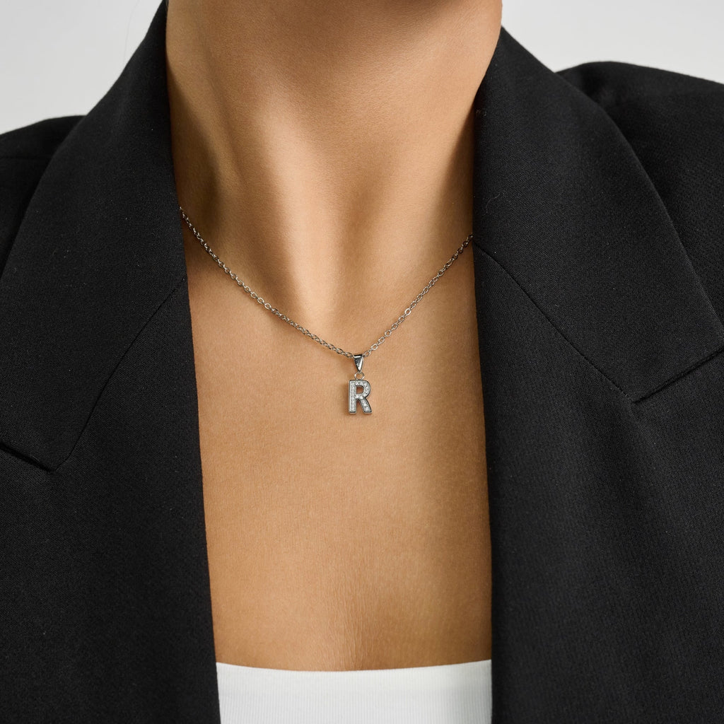 Stone-Set Initial Pendant