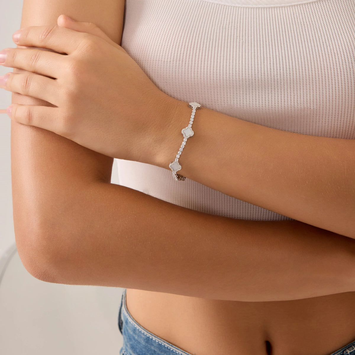 Iced Clover Tennis Bracelet