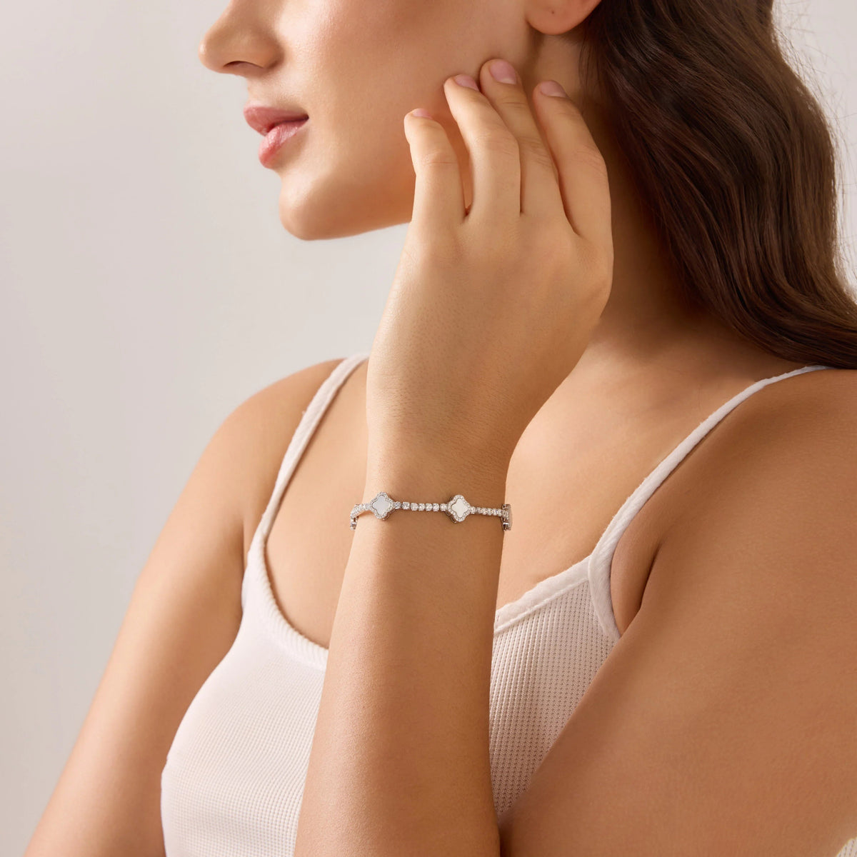 Iced Clover Tennis Bracelet