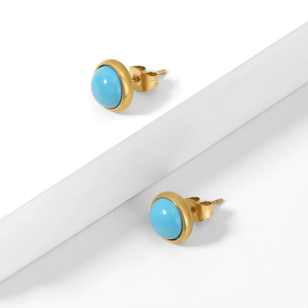 Heirloom Turquoise Bezel Stud Earrings