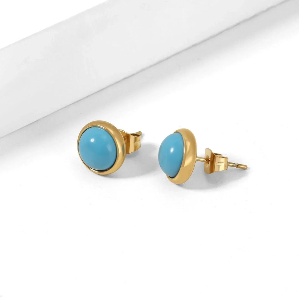 Heirloom Turquoise Bezel Stud Earrings