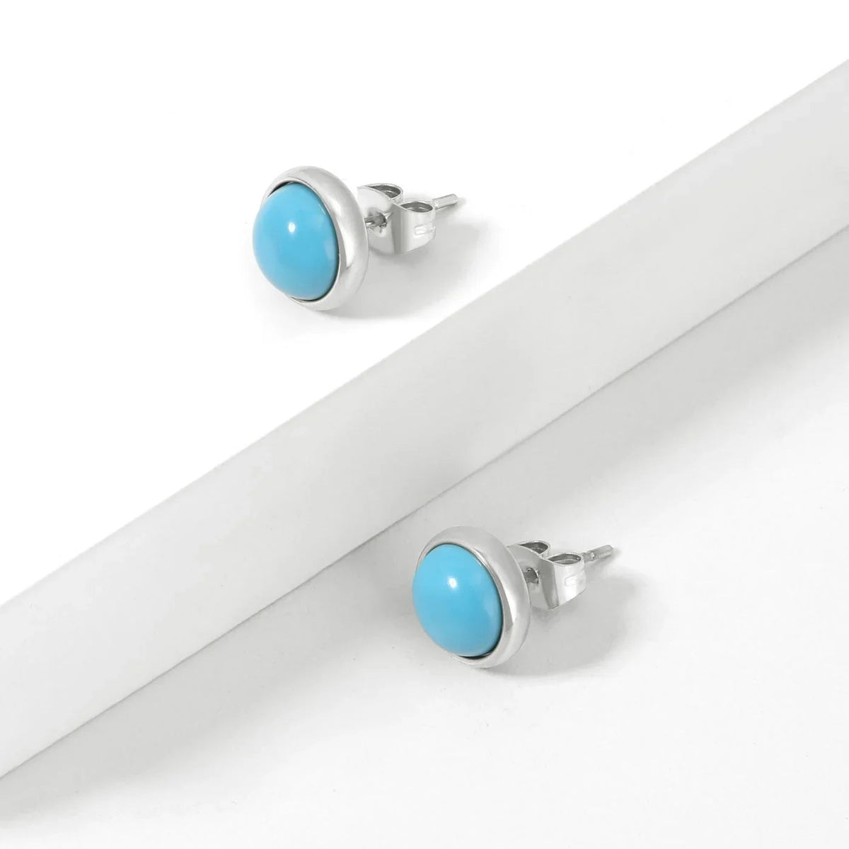 Heirloom Turquoise Bezel Stud Earrings