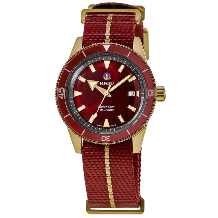 Rado Captain Cook Automatic Bronze Red Dial Fabric Strap Men's Watch R32504407