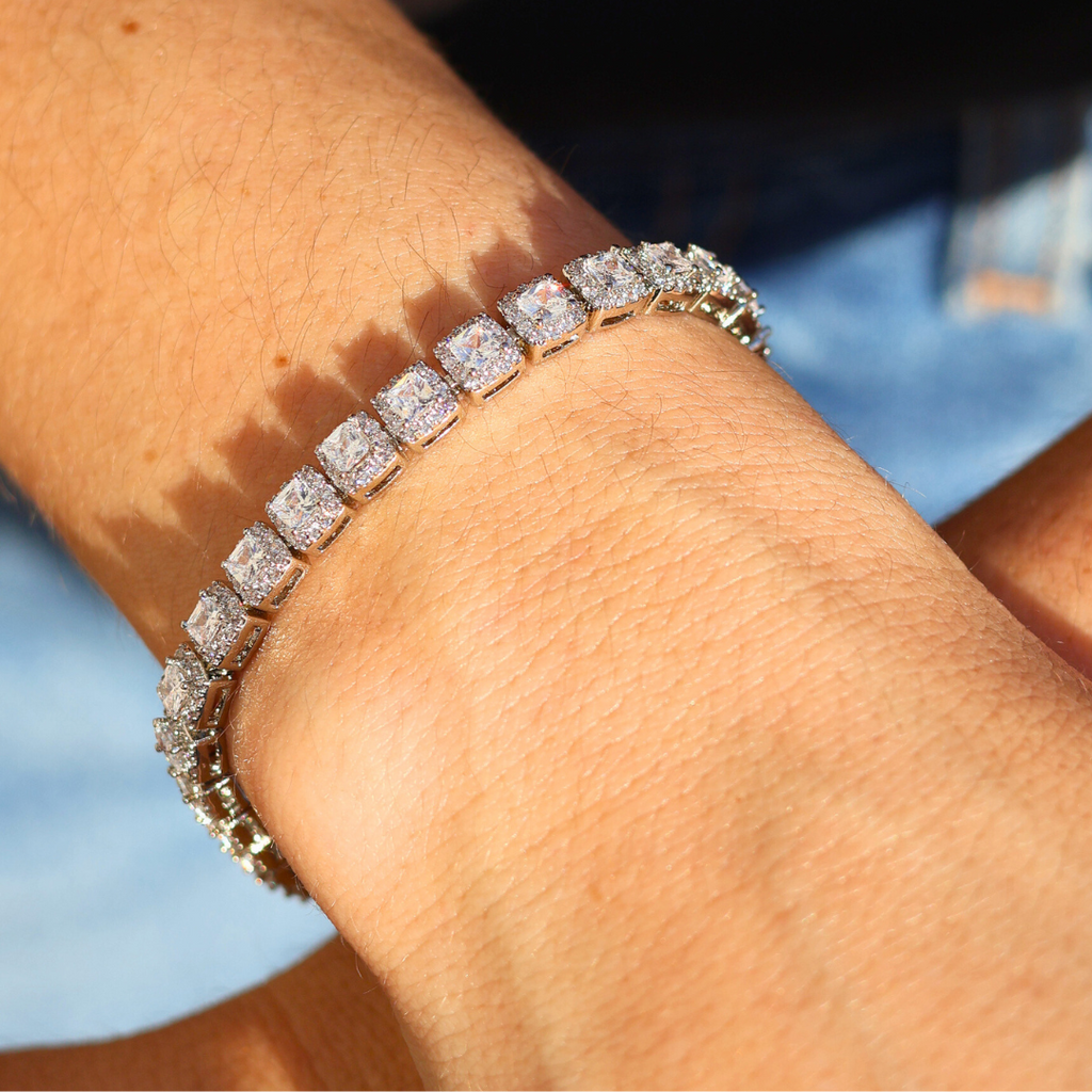Women's Micro Clustered Tennis Bracelet (Silver) - 5mm