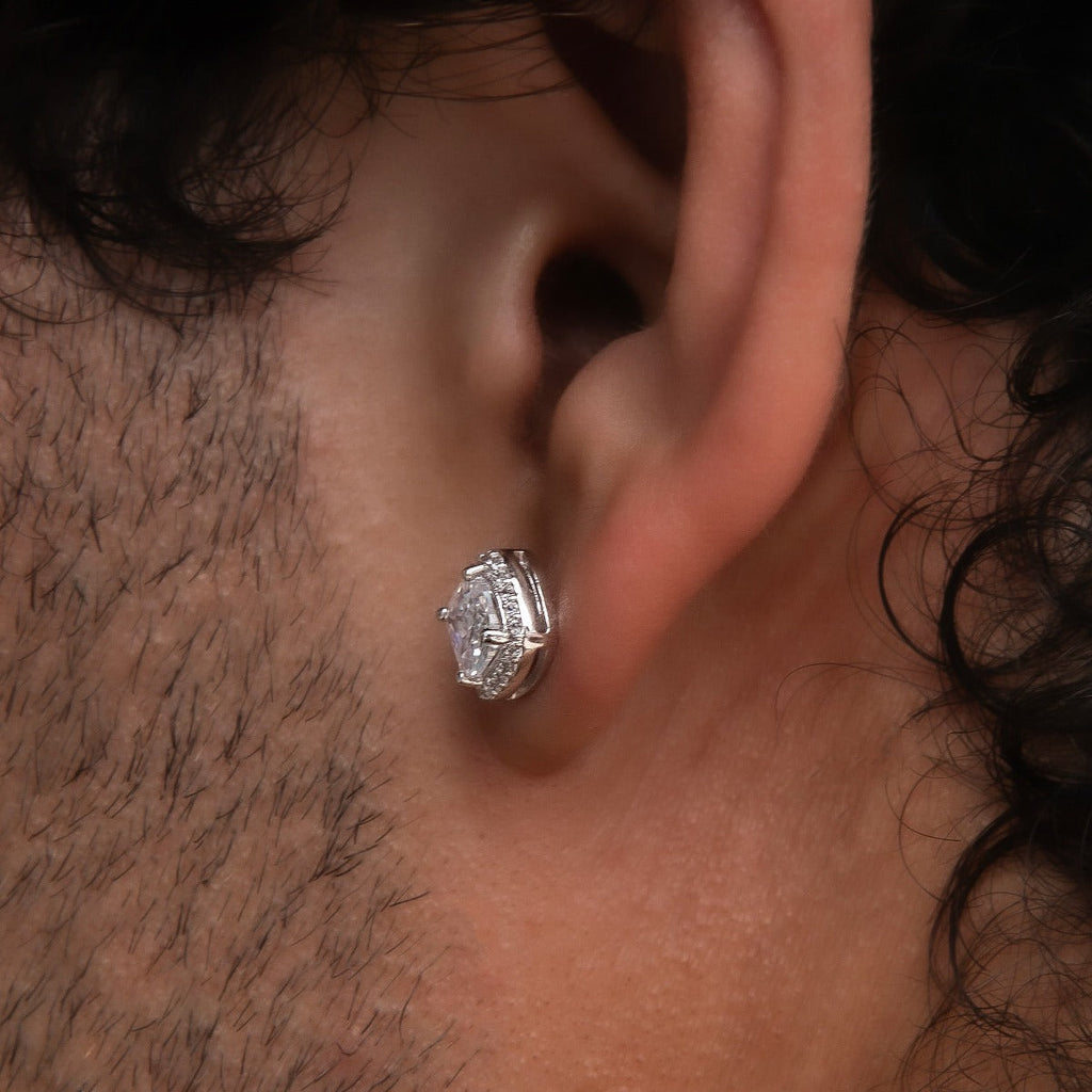 GLD Cushion Cut Earrings in White Gold