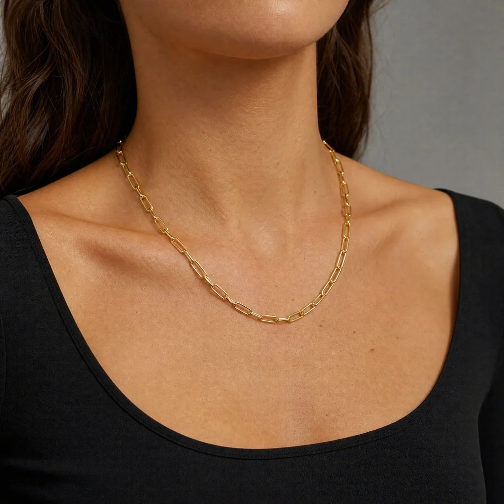 Women's Paperclip Chain (Gold) - 3mm