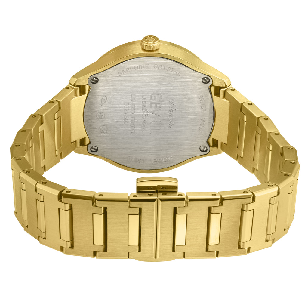 Gevril Women's Morcote Swiss Diamond Watch, 316L SS/IPYG Case, White MOP, IP Gold bracelet..