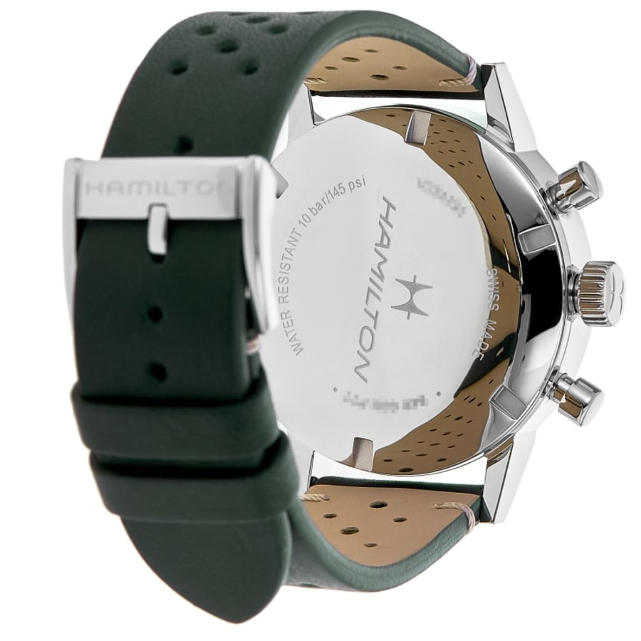 Hamilton American Classic INTRA-MATIC CHRONOGRAPH H Green Dial Leather Strap Men's Watch H38429861