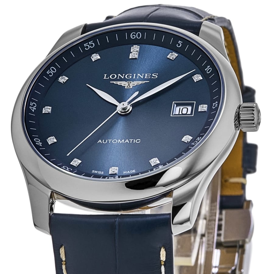 Longines Master Collection Automatic 42mm Blue Diamond Dial Leather Strap Men's Watch L2.893.4.97.0