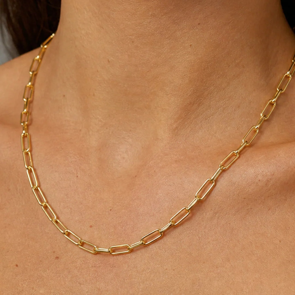 Women's Paperclip Chain (Gold) - 3mm