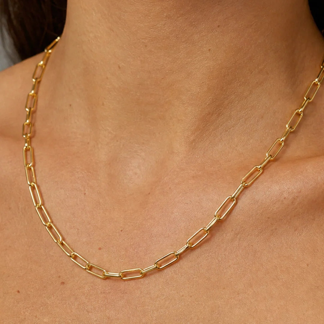 Women's Paperclip Chain (Gold) - 3mm