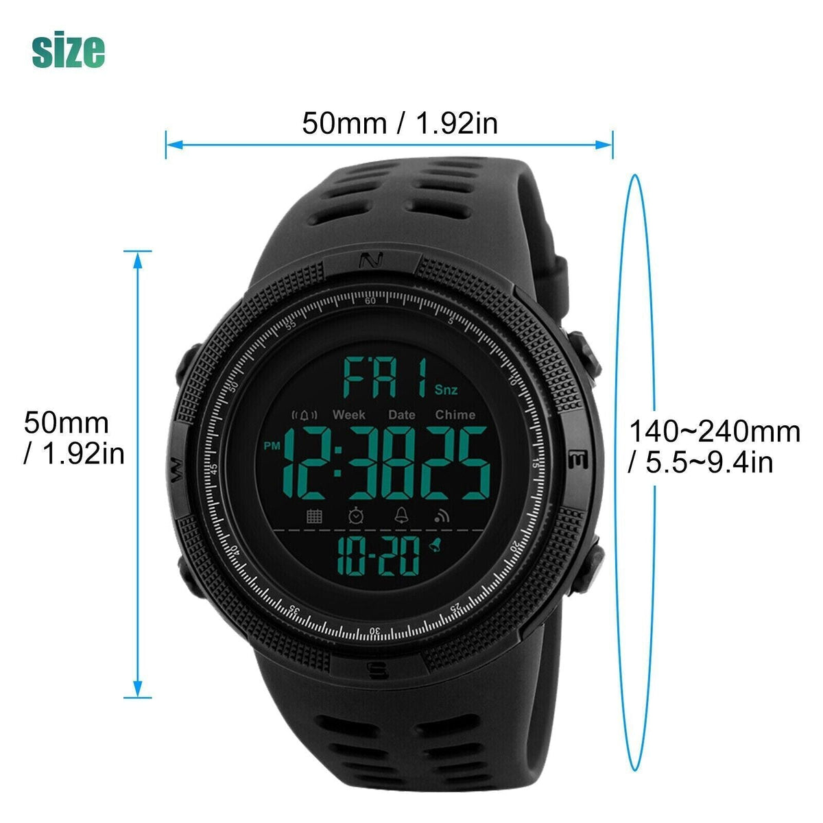 Men's Digital Army Military Sport Quartz Analog Chrono Waterproof Watch US