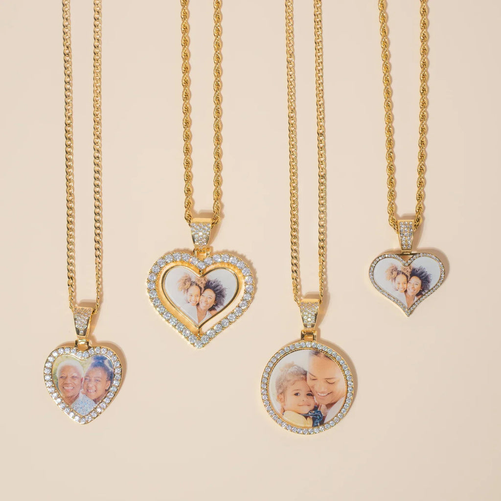 Iced Circle Photo Pendant
