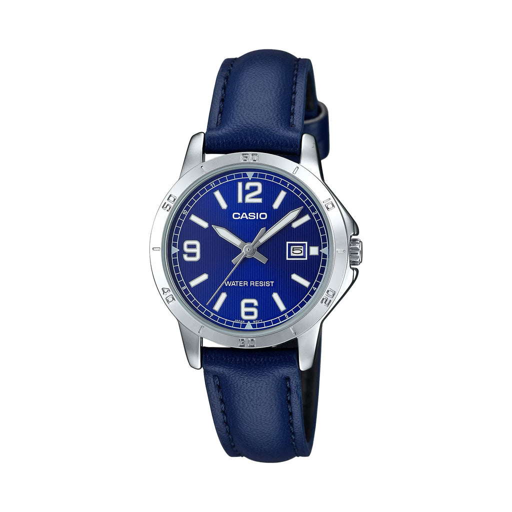 Casio Women’s Blue Dial Analog Watch with Blue Leather Strap - LTP-V004L-2B