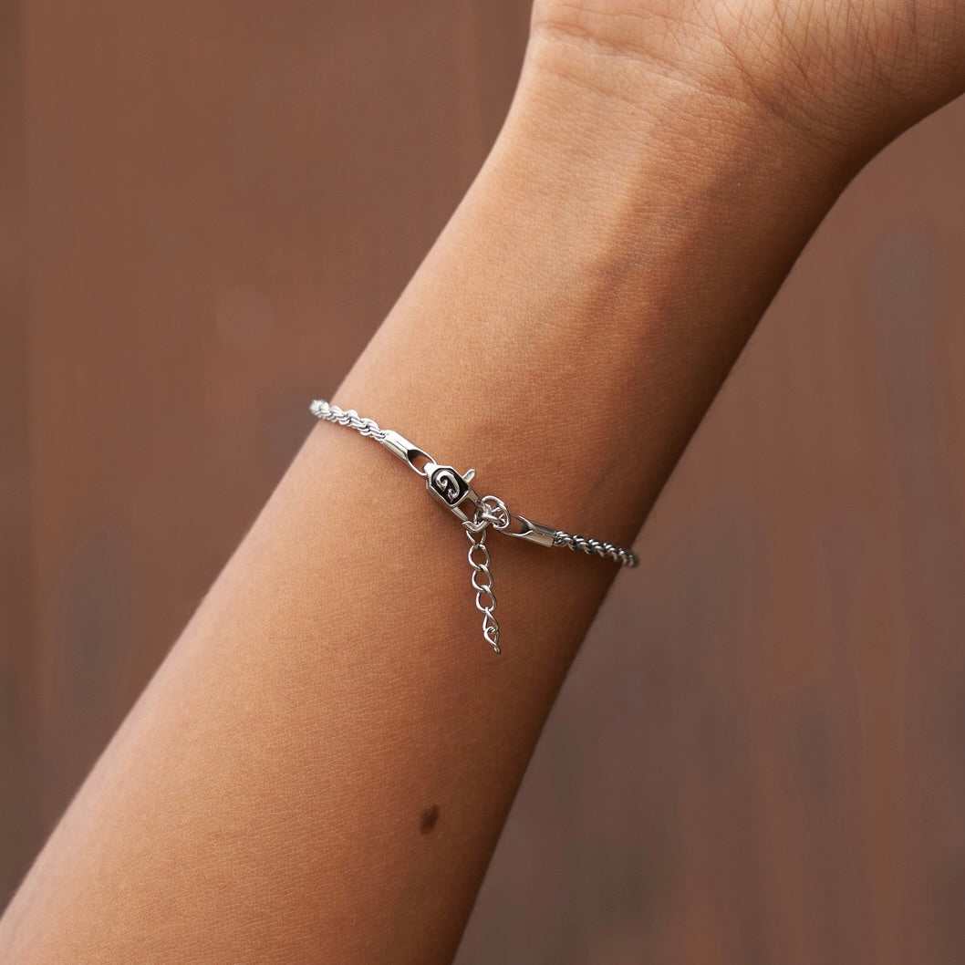 Rope Bracelet in White Gold (Adjustable)- 2mm