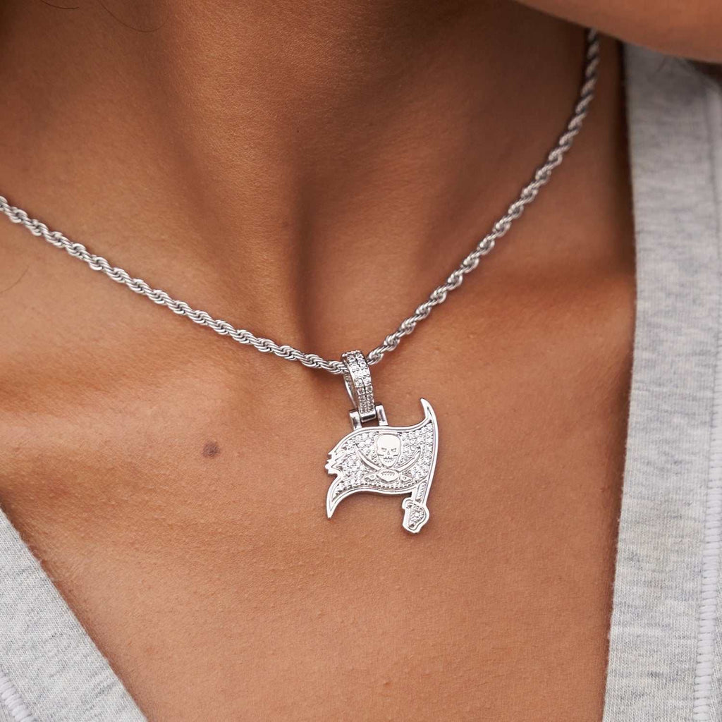 Tampa Bay Buccaneers Official NFL Micro Logo Pendant - White Gold