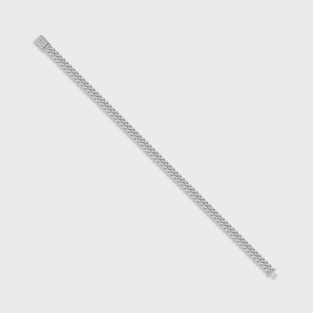 Women's Iced Micro Prong Cuban Bracelet (Silver) - 6mm