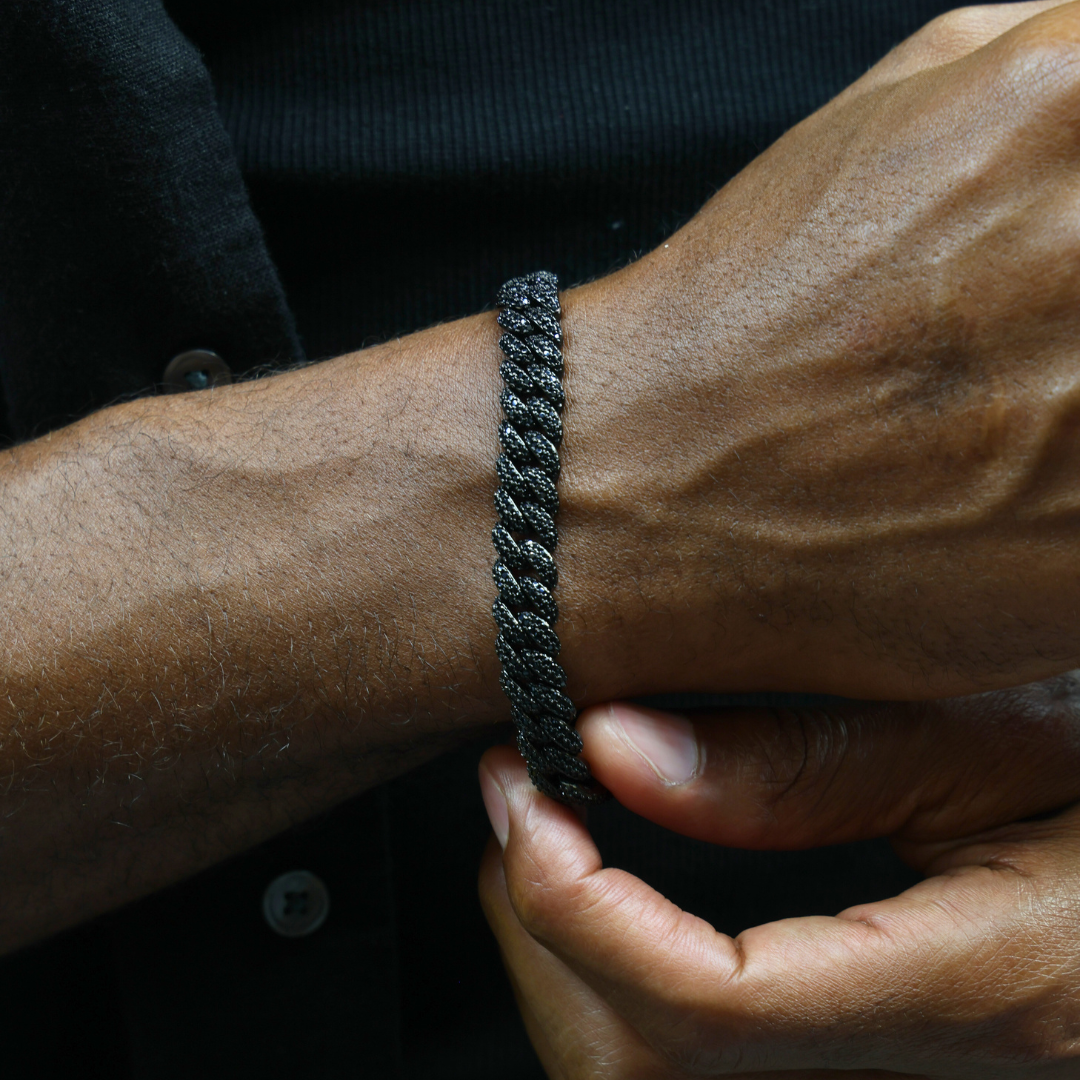 Iced Cuban Bracelet (Black) - 10mm