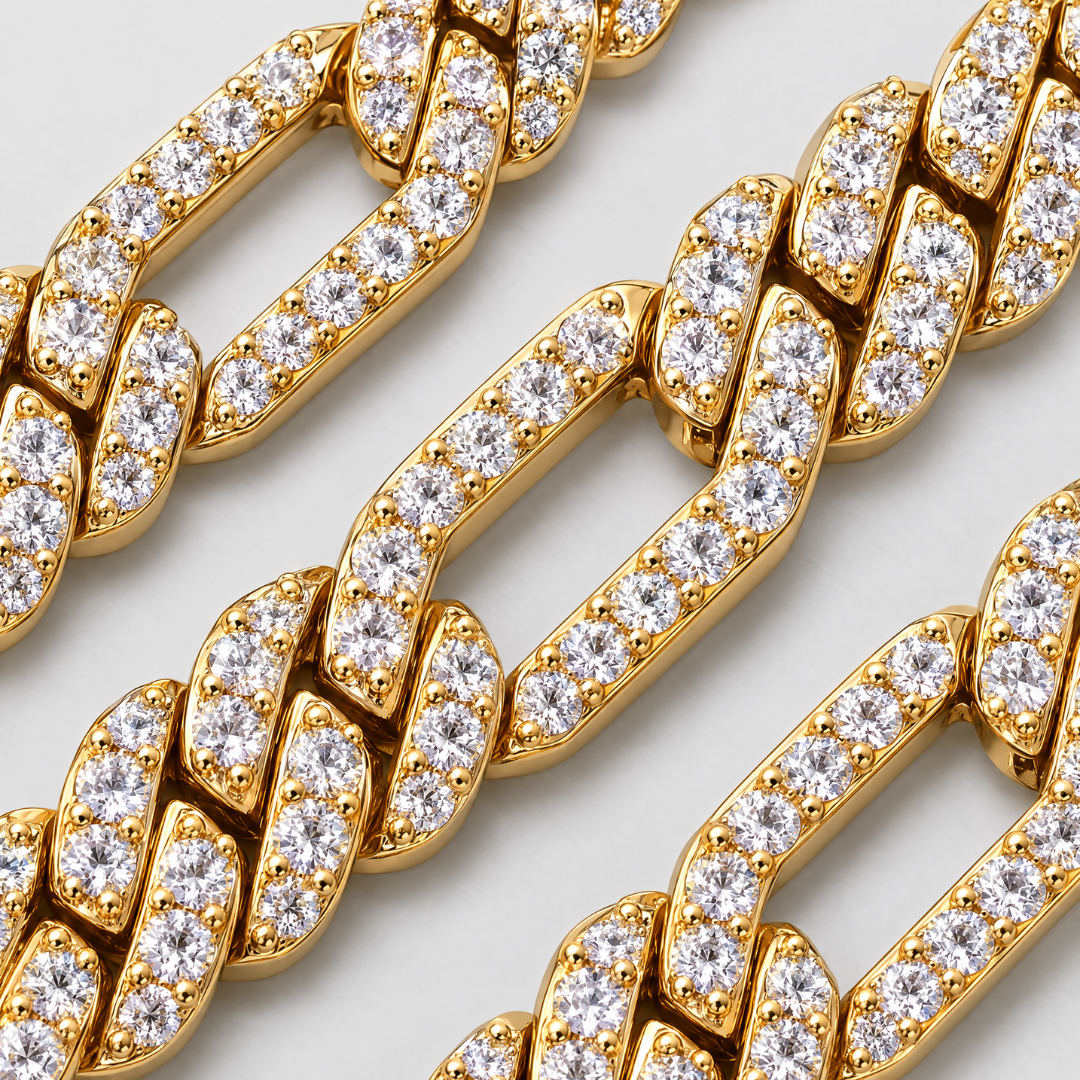 Iced Figaro Chain (Gold) - 7mm