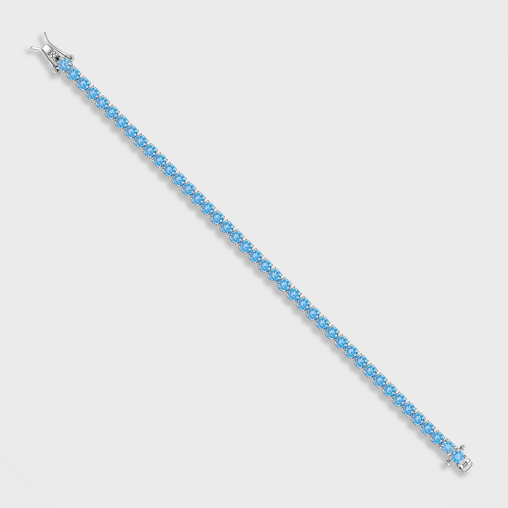 Women's Blue Diamonds Tennis Bracelet (Silver) - 4mm
