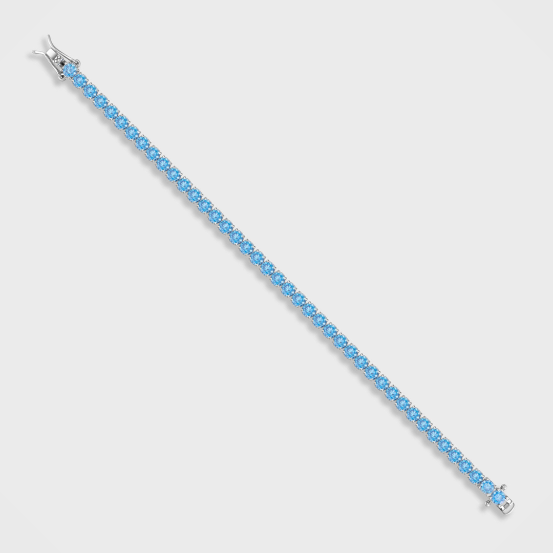 Women's Blue Diamonds Tennis Bracelet (Silver) - 4mm