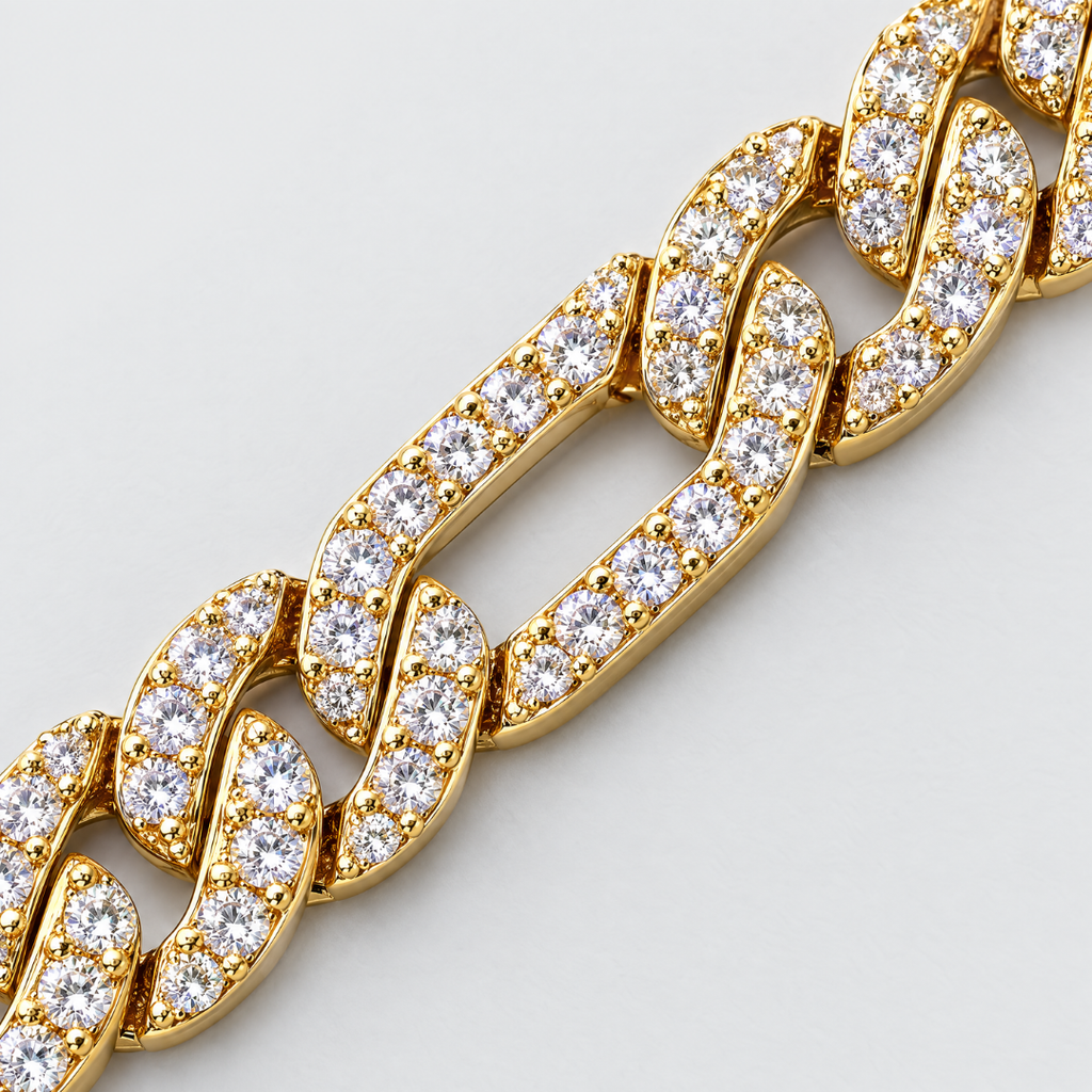 Iced Figaro Bracelet (Gold) - 7mm