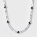 Women's Black Clover Tennis Chain (Silver) - 4mm