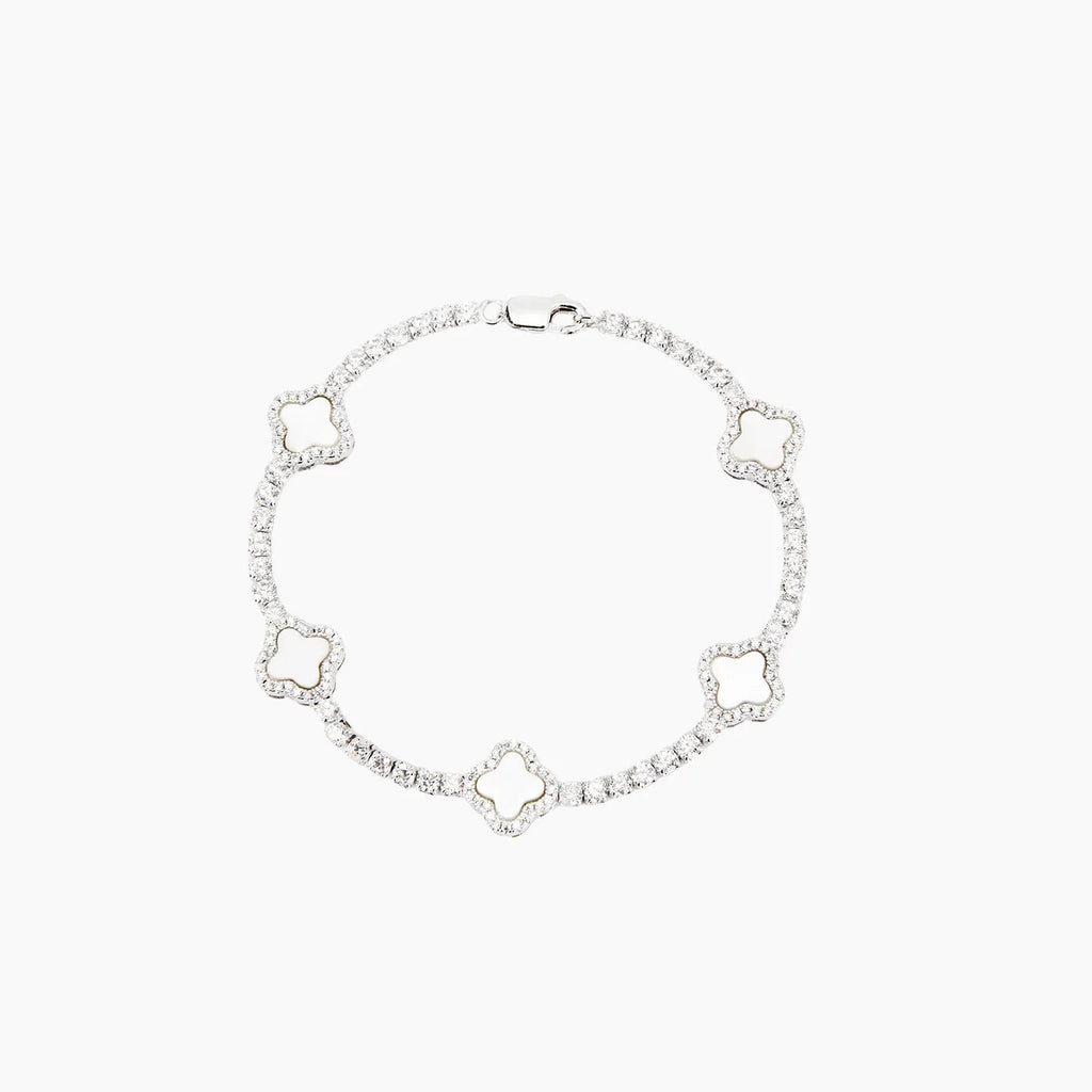 Iced Clover Tennis Bracelet